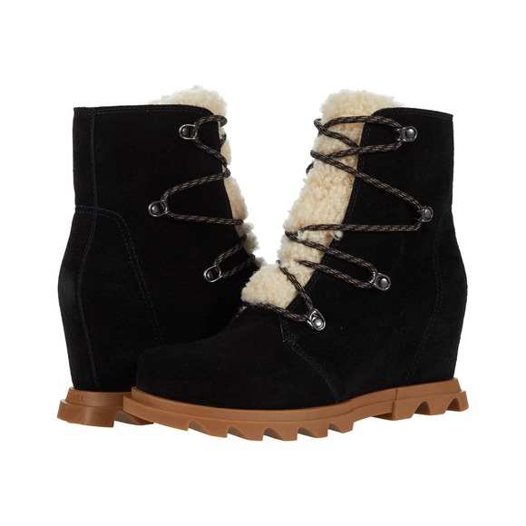NEW SOREL Women's Joan of Arctic Wedge III Lace Cozy Suede Bootie Size 9 - Picture 3 of 10